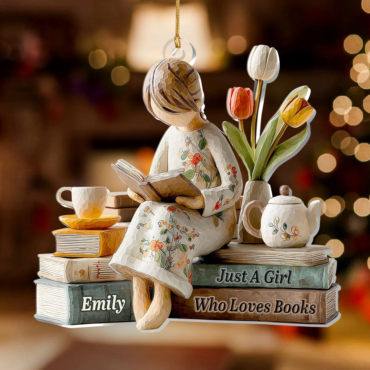 Just A Girl Who Loves Books - Personalized 1-Layer Acrylic Ornament HL128 - Image 2