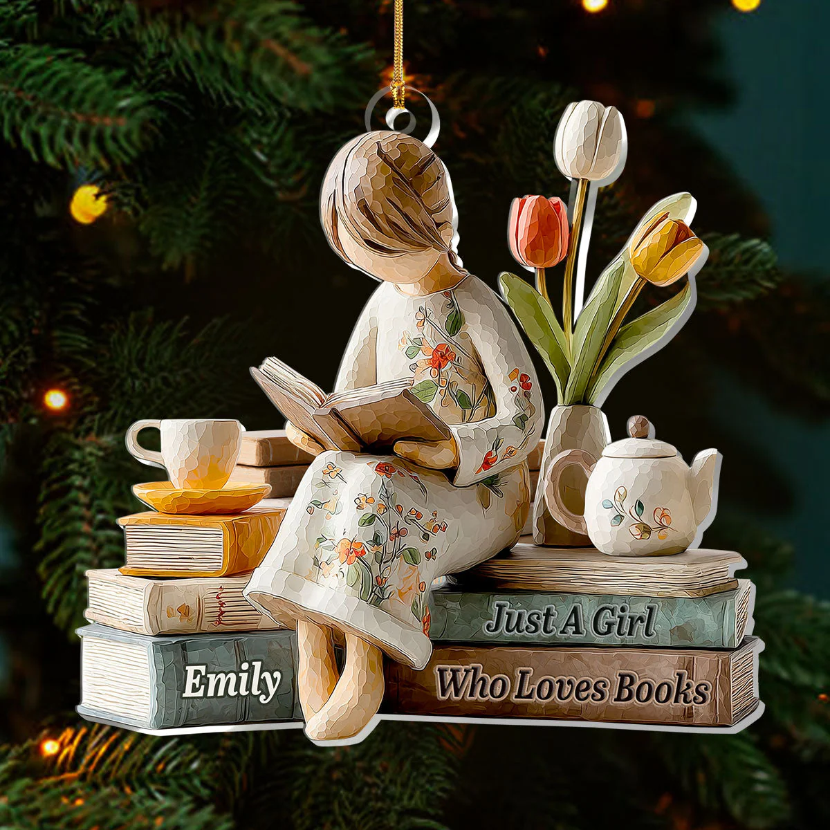 Just A Girl Who Loves Books - Personalized 1-Layer Acrylic Ornament HL128 - Image 3