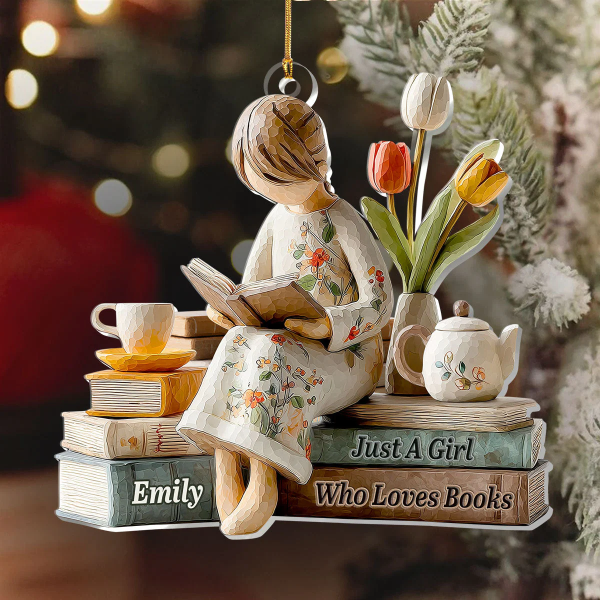 Just A Girl Who Loves Books - Personalized 1-Layer Acrylic Ornament HL128 - Image 5