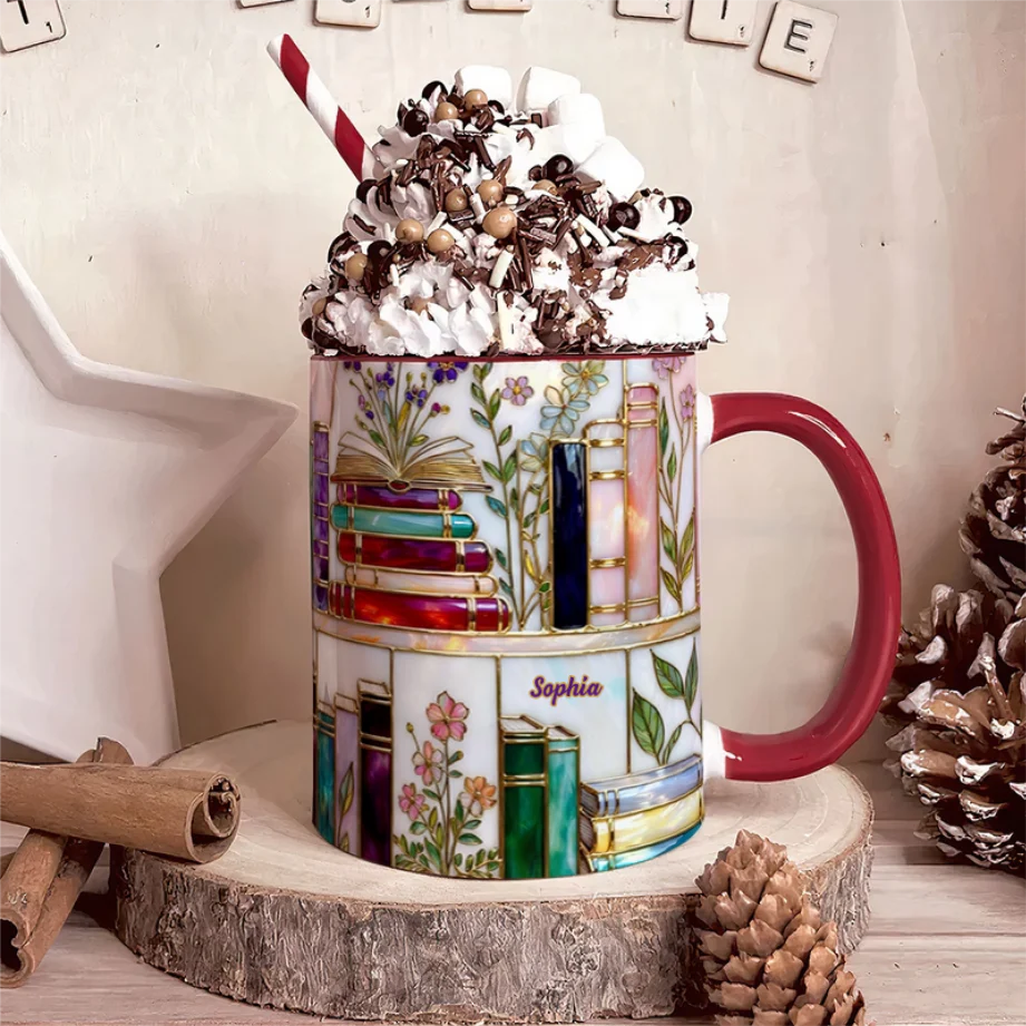 Just A Girl Who Loves Books - Personalized Accent Mug - Gift For Her HH01 - Image 2