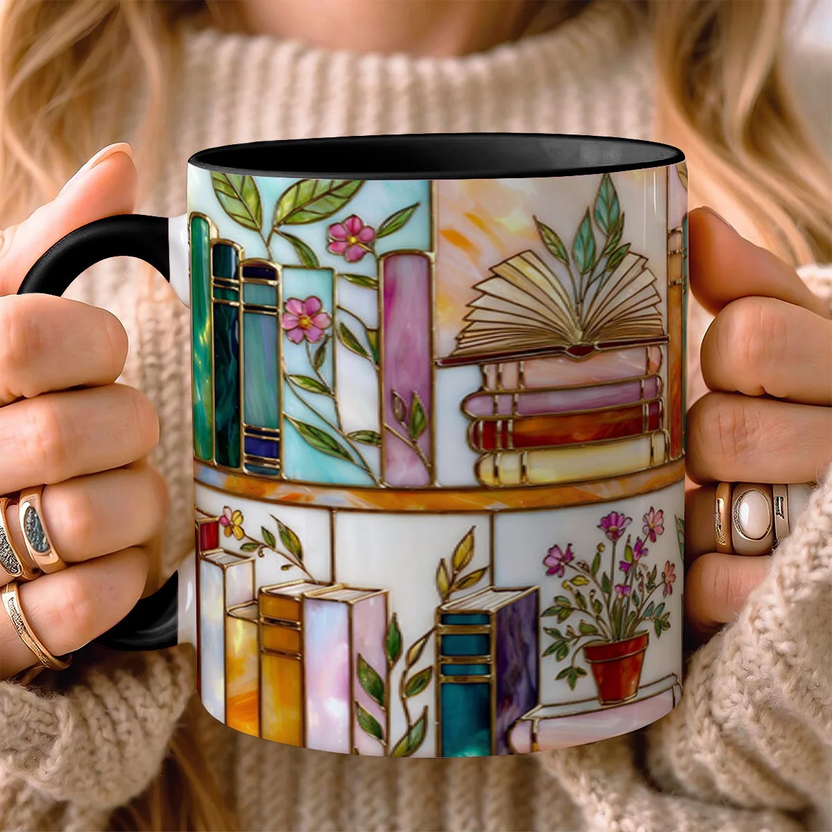 Just A Girl Who Loves Books - Personalized Accent Mug - Gift For Her HH01 - Image 3