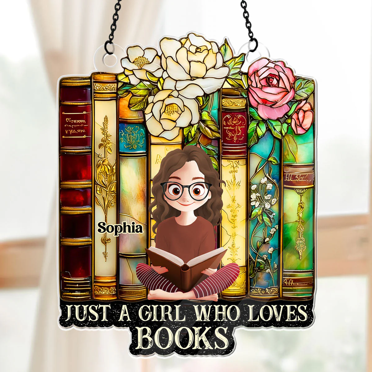 Just A Girl Who Loves Books - Personalized Acrylic Suncatcher - Gift For Books Lovers - Image 3