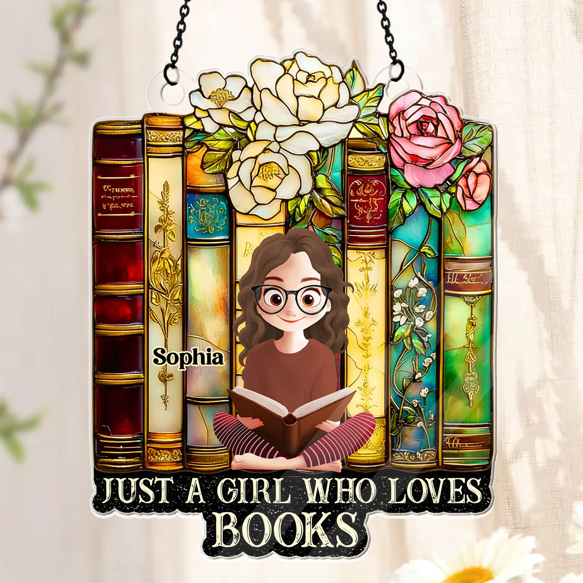 Just A Girl Who Loves Books - Personalized Acrylic Suncatcher - Gift For Books Lovers - Image 4