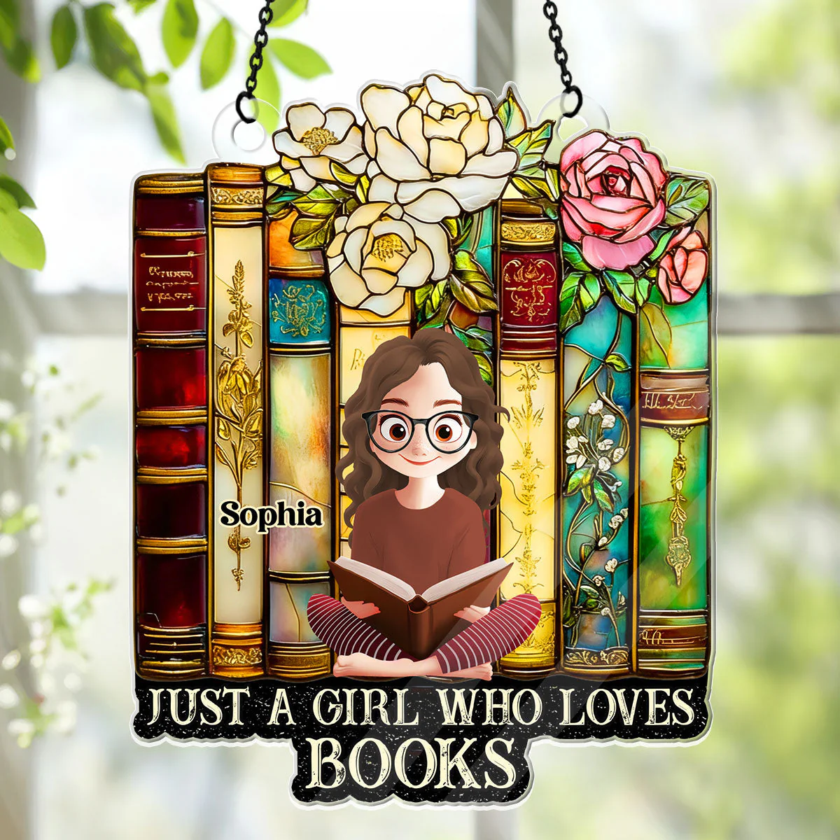 Just A Girl Who Loves Books - Personalized Acrylic Suncatcher - Gift For Books Lovers - Image 5