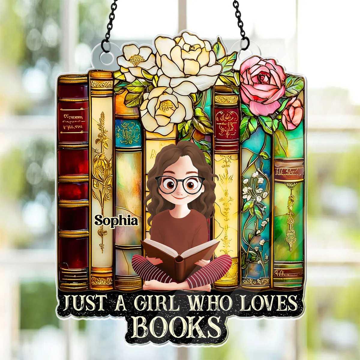 Just A Girl Who Loves Books - Personalized Acrylic Suncatcher - Gift For Books Lovers - Image 6