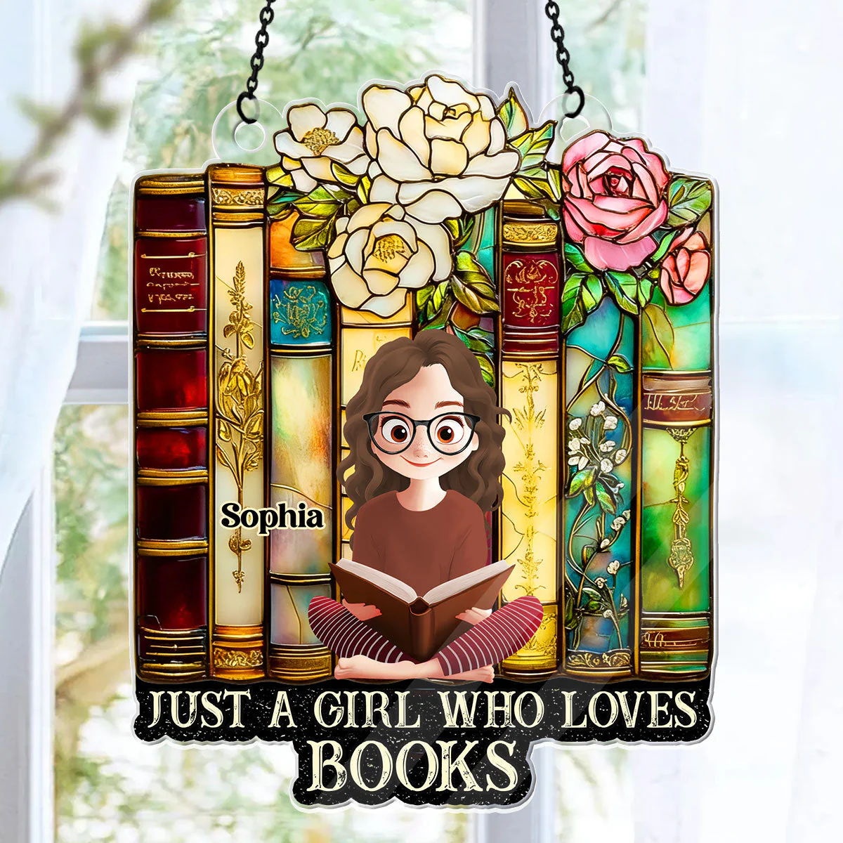 Just A Girl Who Loves Books - Personalized Acrylic Suncatcher - Gift For Books Lovers - Image 7