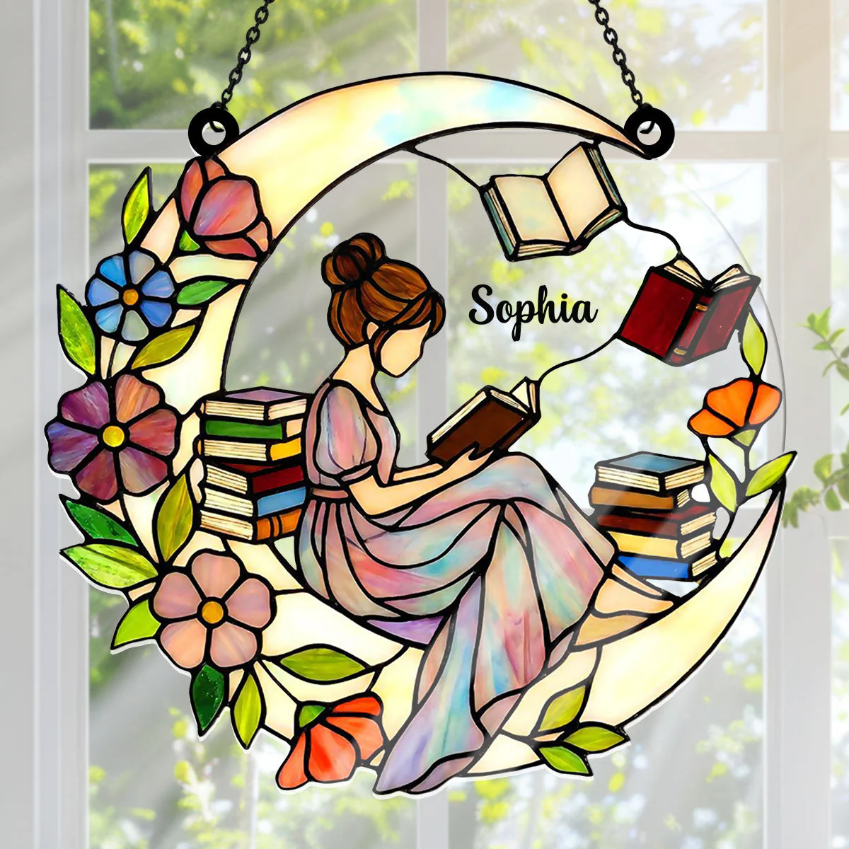 Just A Girl Who Loves Books - Personalized Acrylic Suncatcher - Gift For Her, Book Lovers HH01