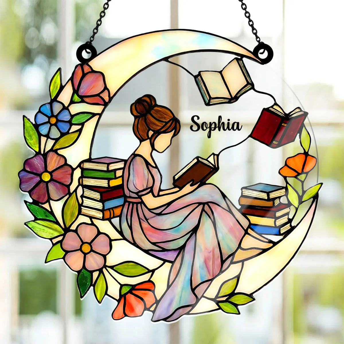 Just A Girl Who Loves Books - Personalized Acrylic Suncatcher - Gift For Her, Book Lovers HH01 - Image 2