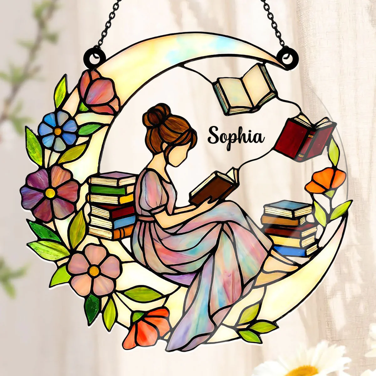 Just A Girl Who Loves Books - Personalized Acrylic Suncatcher - Gift For Her, Book Lovers HH01 - Image 3