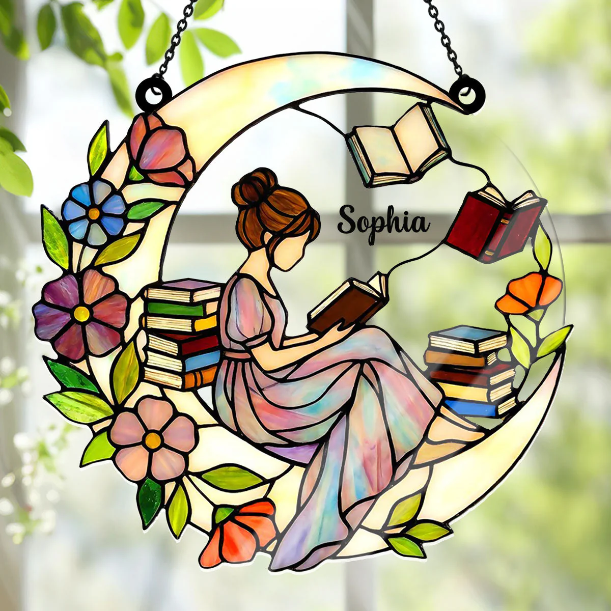Just A Girl Who Loves Books - Personalized Acrylic Suncatcher - Gift For Her, Book Lovers HH01 - Image 4