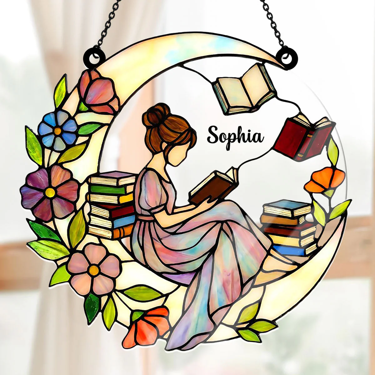 Just A Girl Who Loves Books - Personalized Acrylic Suncatcher - Gift For Her, Book Lovers HH01 - Image 5