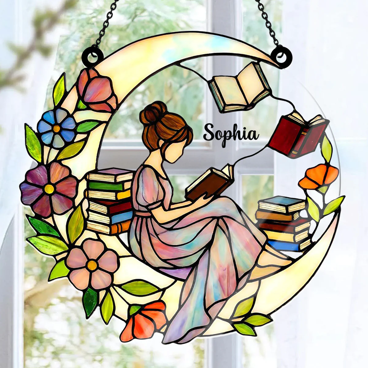 Just A Girl Who Loves Books - Personalized Acrylic Suncatcher - Gift For Her, Book Lovers HH01 - Image 6