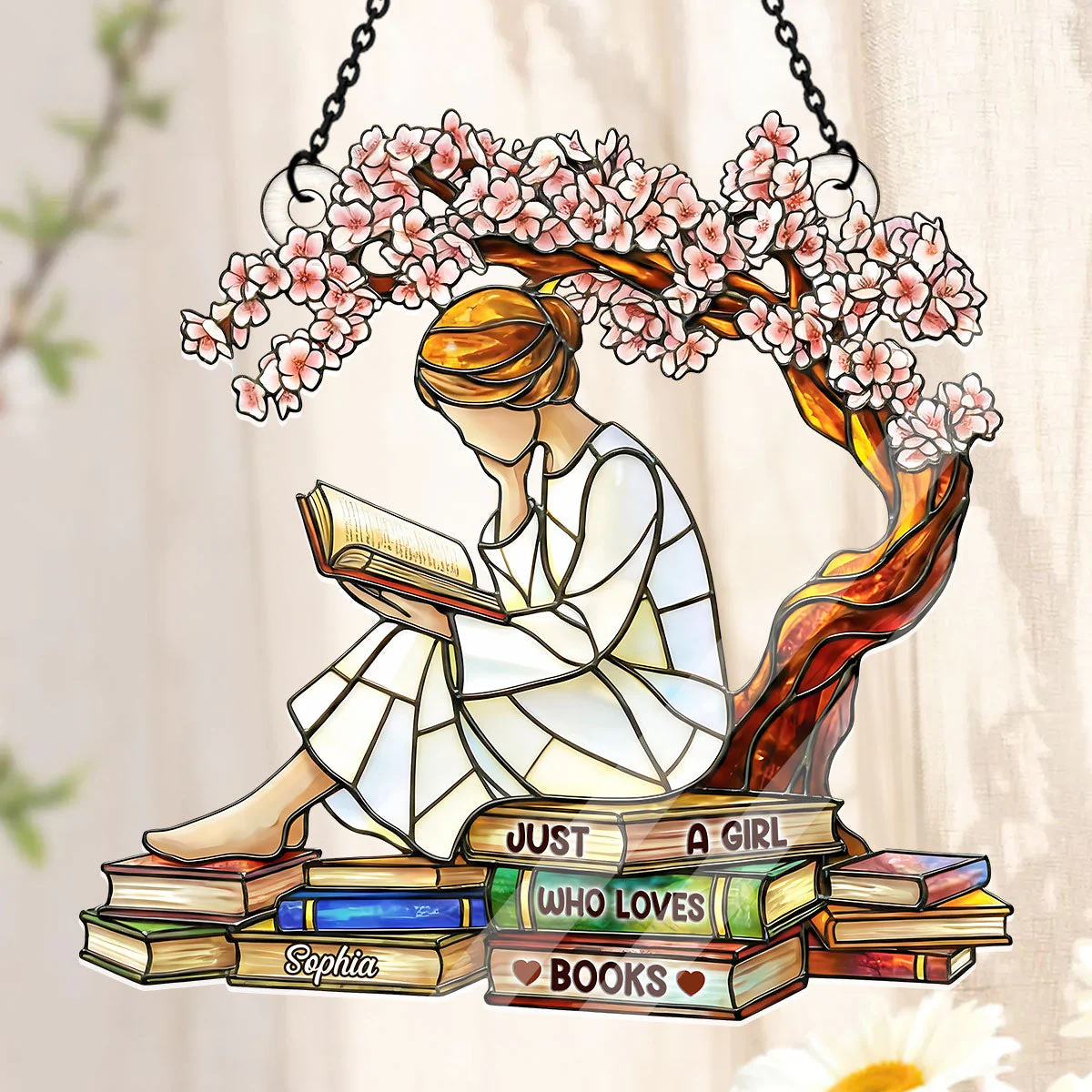 Just A Girl Who Loves Books - Personalized Acrylic Suncatcher - Gift For Her, Book Lovers HH01 - Image 3