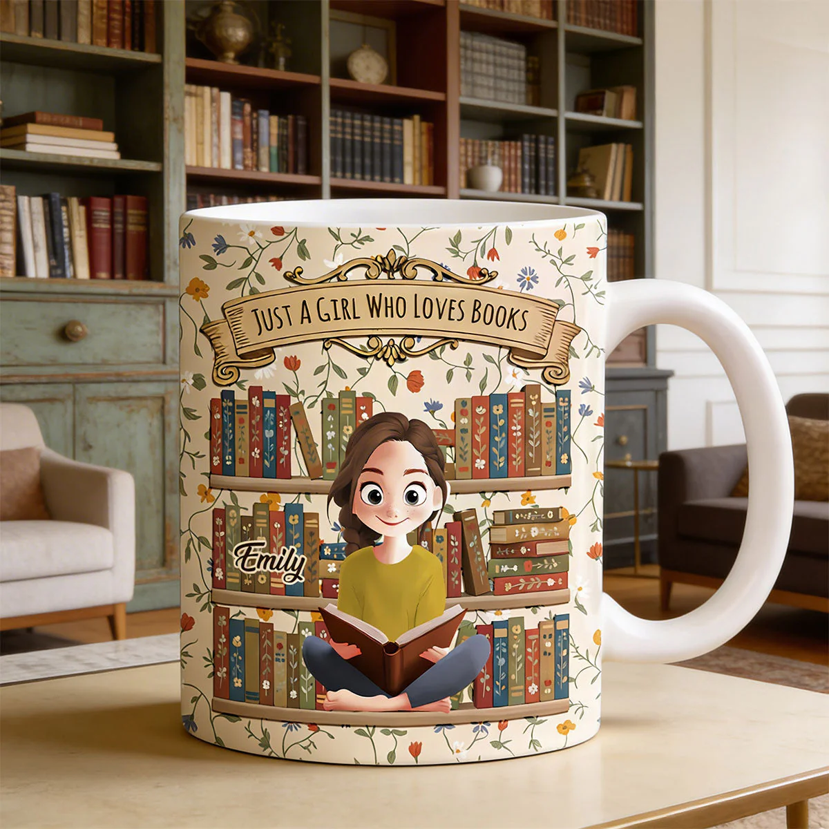 Just A Girl Who Loves Books - Personalized Ceramic Coffee Mug - Gift For Books Lovers