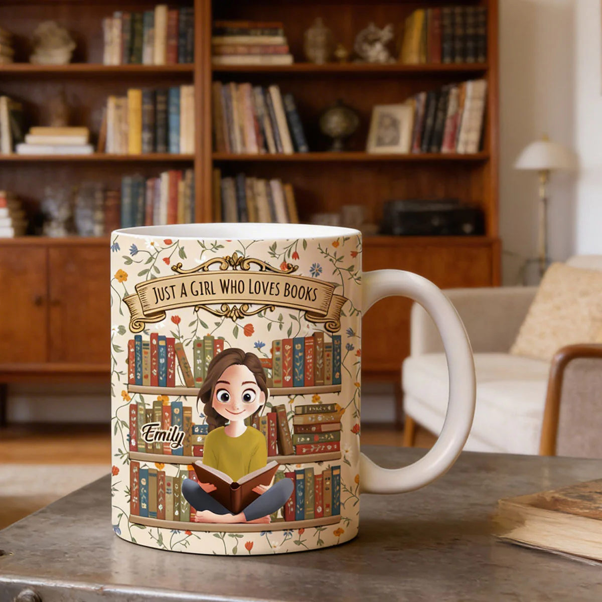 Just A Girl Who Loves Books - Personalized Ceramic Coffee Mug - Gift For Books Lovers - Image 2
