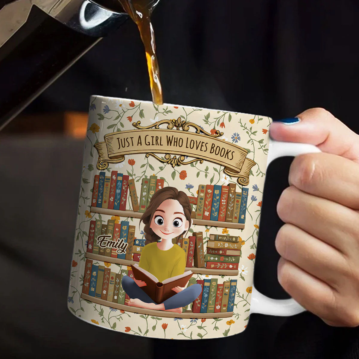 Just A Girl Who Loves Books - Personalized Ceramic Coffee Mug - Gift For Books Lovers - Image 4