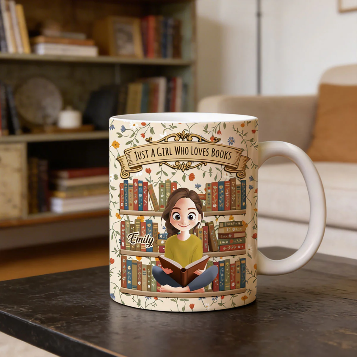 Just A Girl Who Loves Books - Personalized Ceramic Coffee Mug - Gift For Books Lovers - Image 5