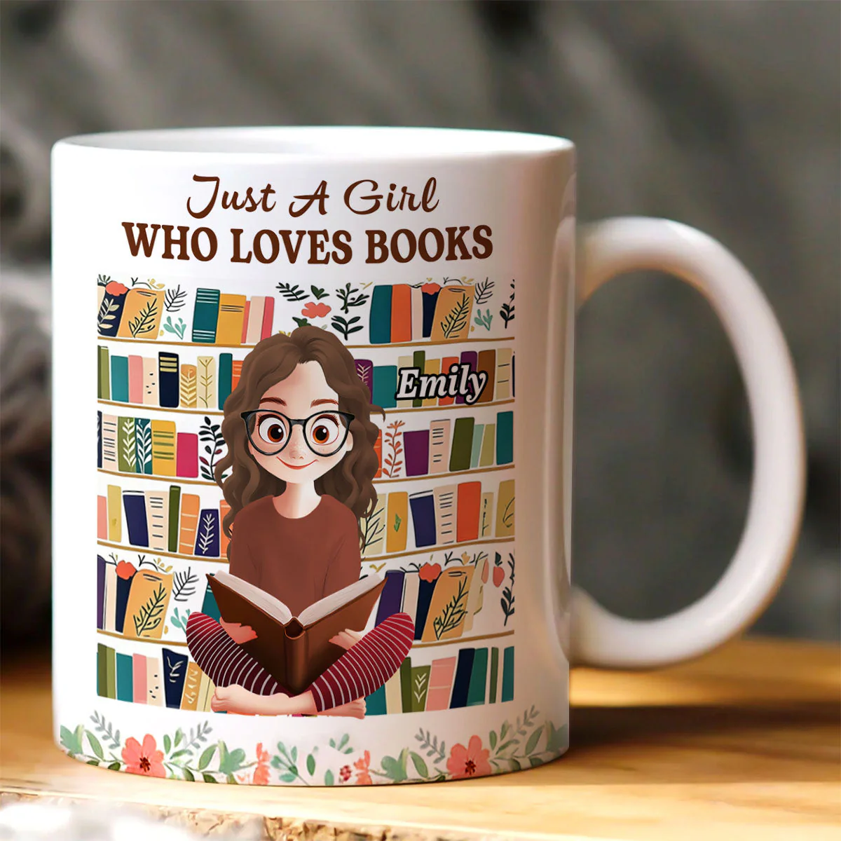 Just A Girl Who Loves Books - Personalized Ceramic Coffee Mug - Gift For Books Lovers - Image 3