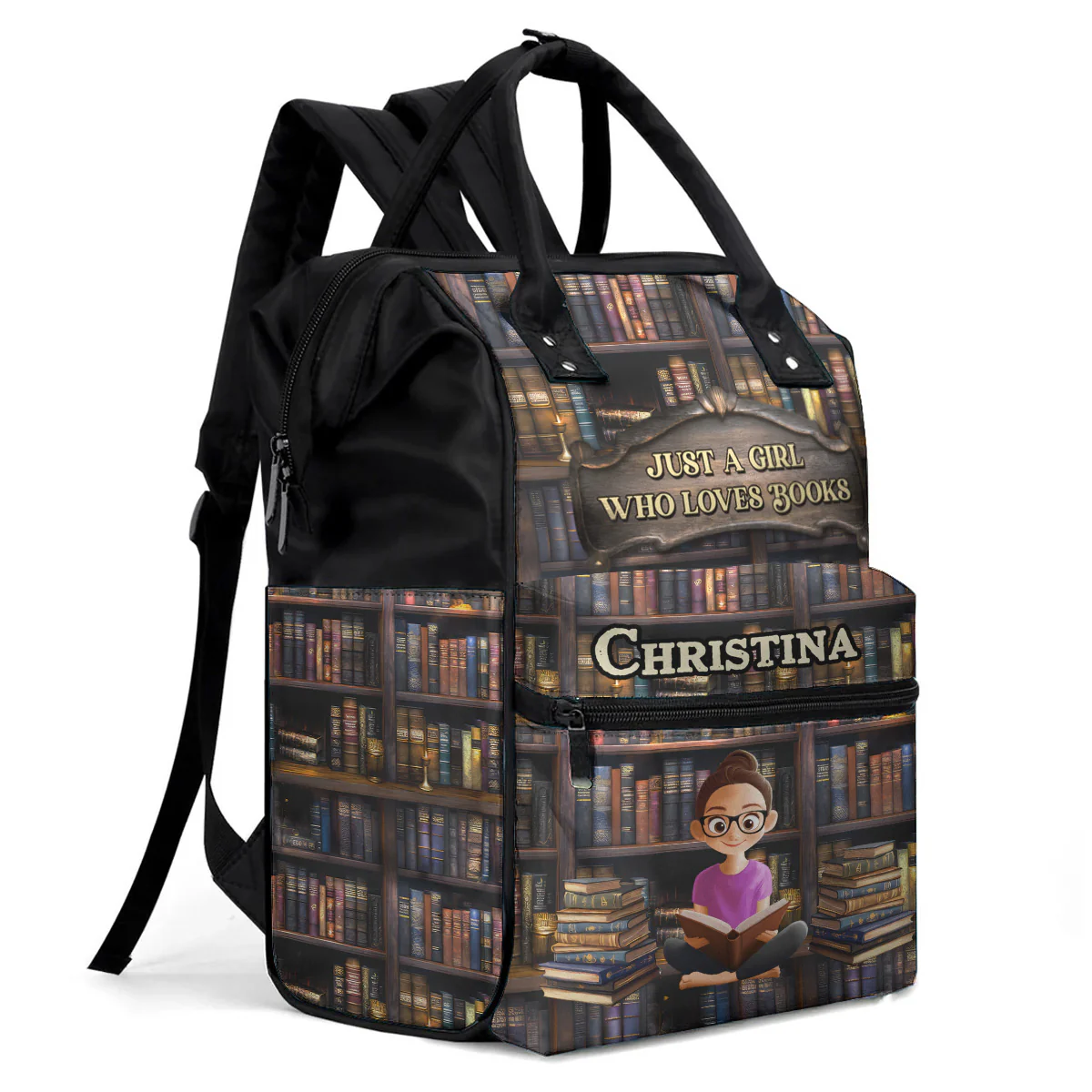 Just A Girl Who Loves Books - Personalized Duckbilled Backpack | CLB2 - Image 2