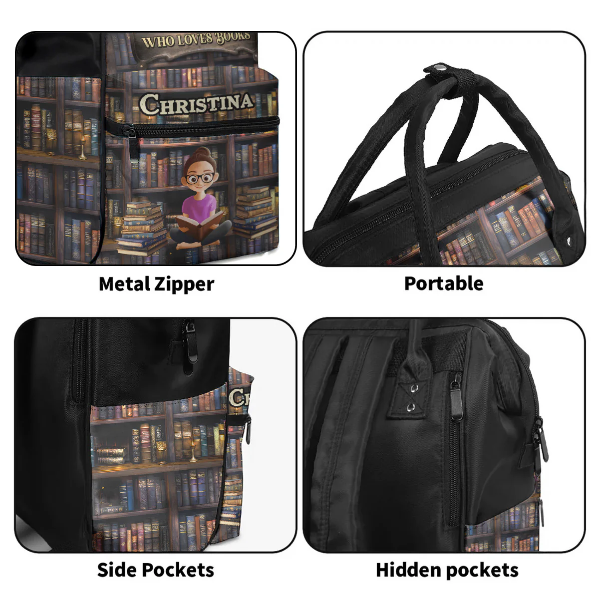 Just A Girl Who Loves Books - Personalized Duckbilled Backpack | CLB2 - Image 5