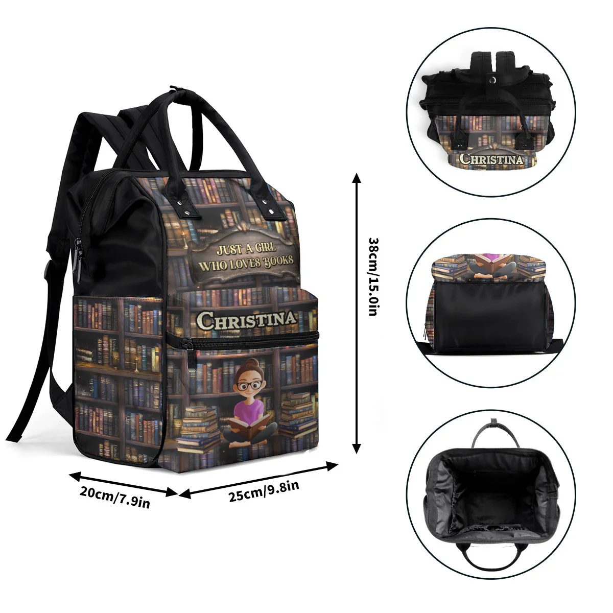 Just A Girl Who Loves Books - Personalized Duckbilled Backpack | CLB2 - Image 6