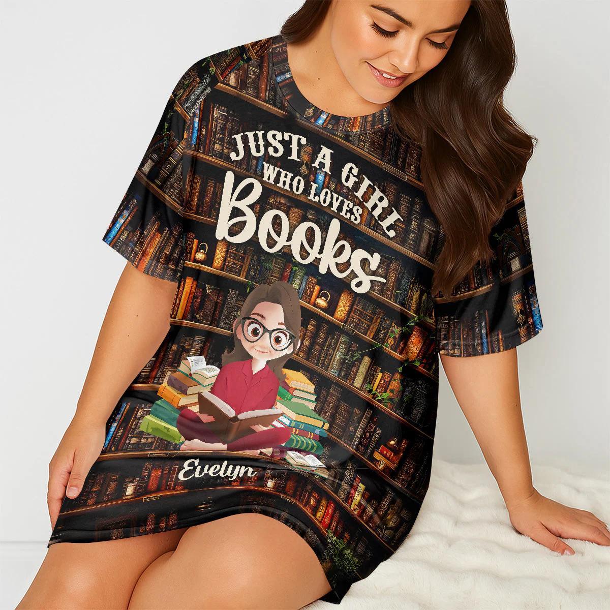 Just A Girl Who Loves Books - Personalized Sleep Tee | CLB2 - Image 3