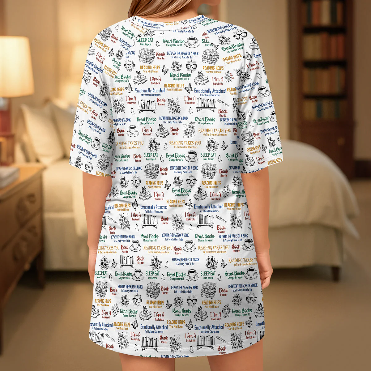 Just A Girl Who Loves Books - Personalized Sleep Tee - Gift For Her, Book Reader HH01 - Image 4