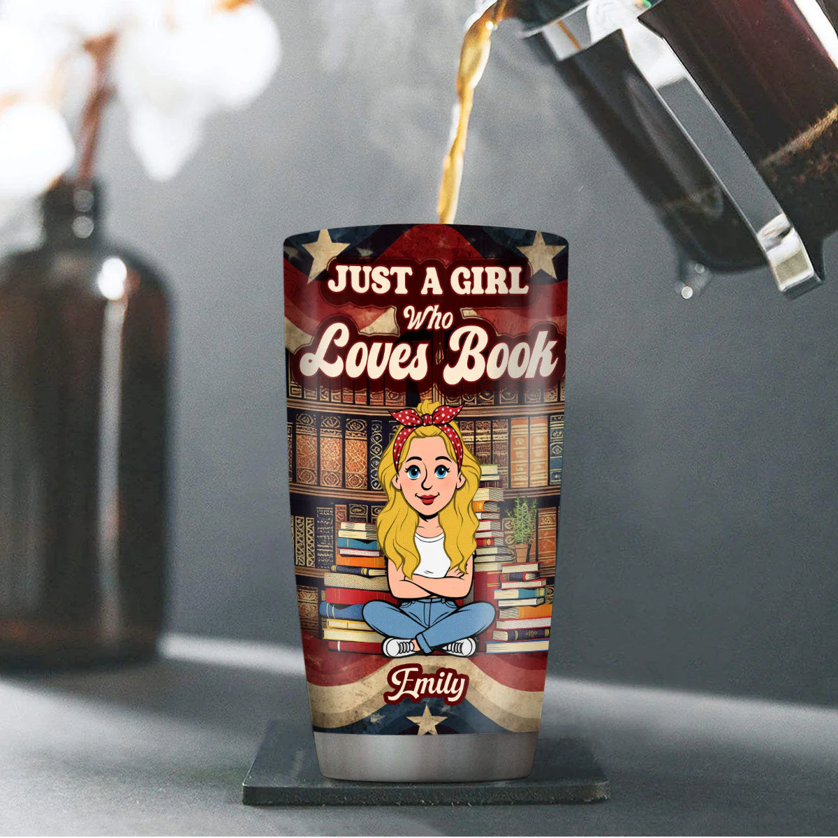 Just A Girl Who Loves Books - Personalized Tumbler - Gift For Her, Book Lovers | CLB2 HH01 - Image 4