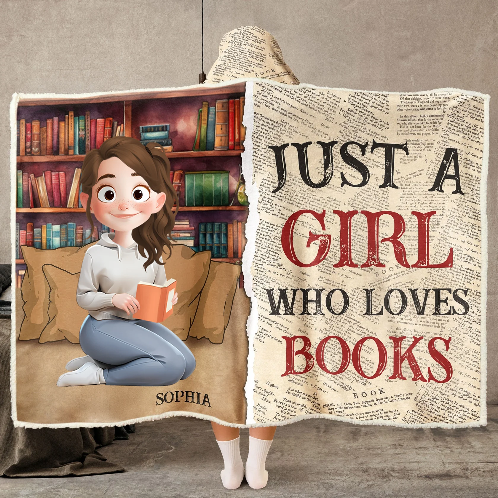 Just A Girl Who Loves Books - Personalized Wearable Blanket Hoodie | CLB2