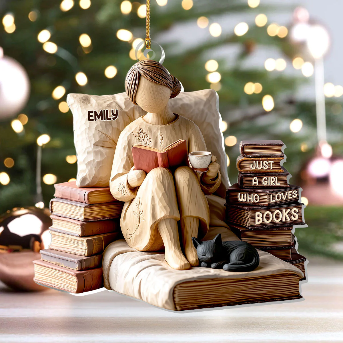 Just A Girl Who Loves Books (Ver 1) - Personalized 1-Layer Acrylic Ornament - Christmas Gift For Book Lovers, Her HH01 - Image 4