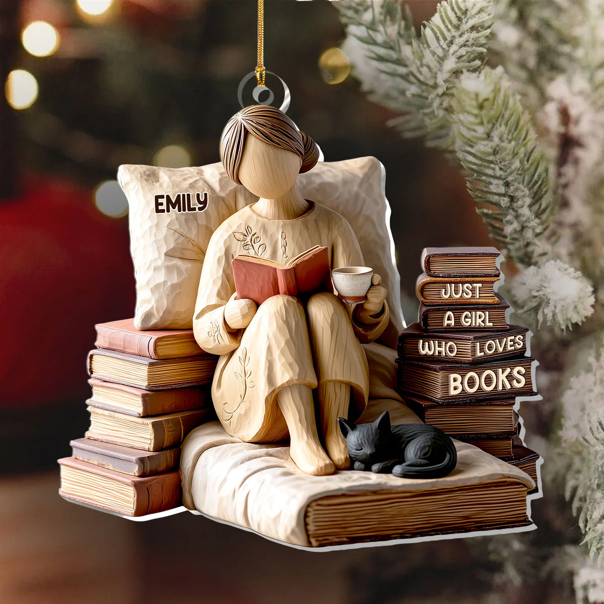 Just A Girl Who Loves Books (Ver 1) - Personalized 1-Layer Acrylic Ornament - Christmas Gift For Book Lovers, Her HH01 - Image 6