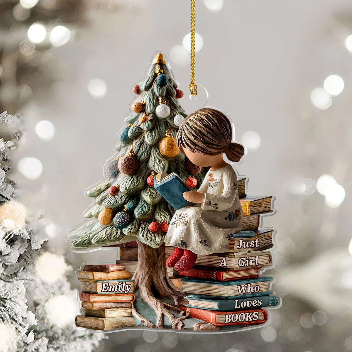 Just A Girl Who Loves Books (Ver 10) - Personalized 1-Layer Acrylic Ornament - Christmas Gift For Book Lovers, Her HH01