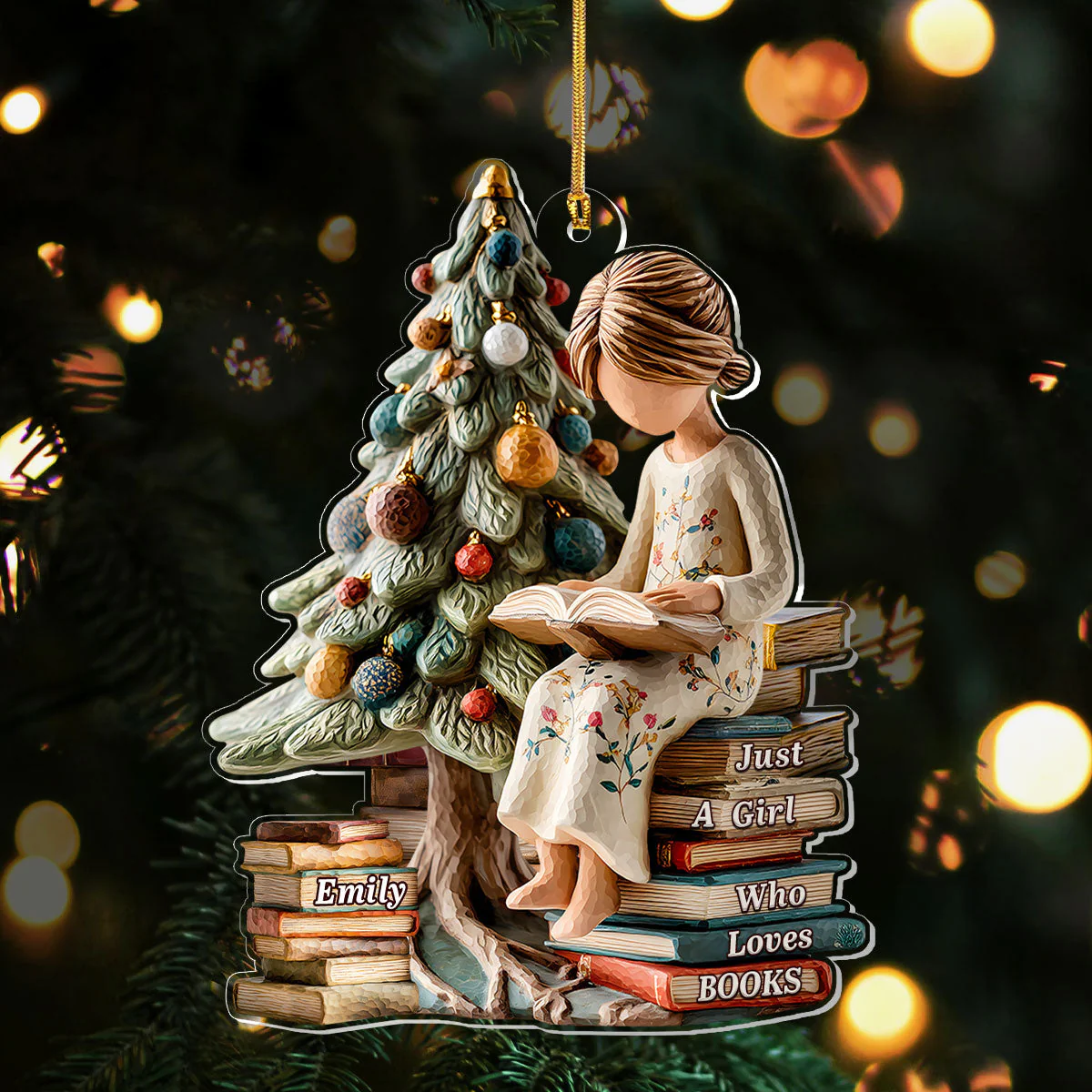 Just A Girl Who Loves Books (Ver 10) - Personalized 1-Layer Acrylic Ornament - Christmas Gift For Book Lovers, Her HH01 - Image 2