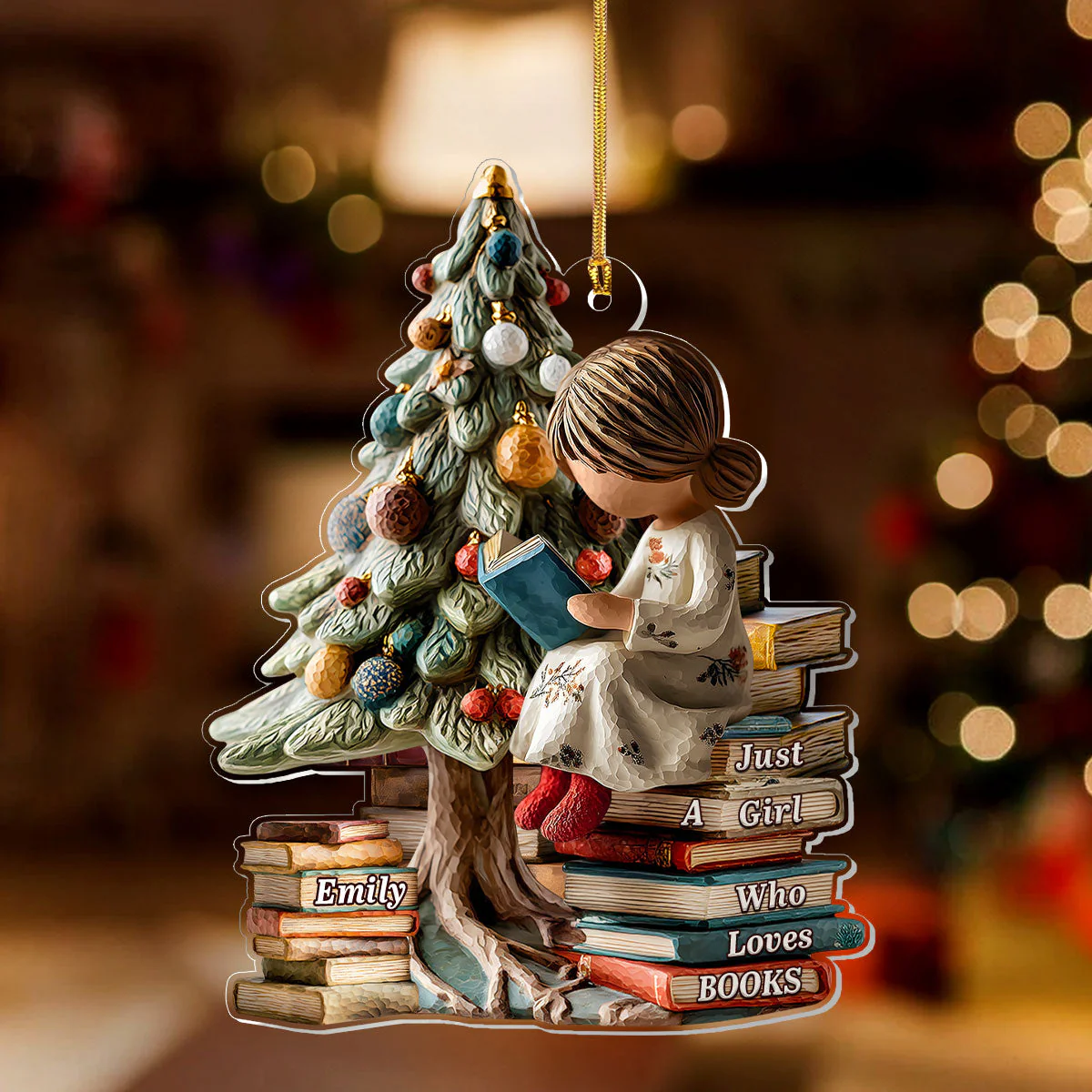 Just A Girl Who Loves Books (Ver 10) - Personalized 1-Layer Acrylic Ornament - Christmas Gift For Book Lovers, Her HH01 - Image 3