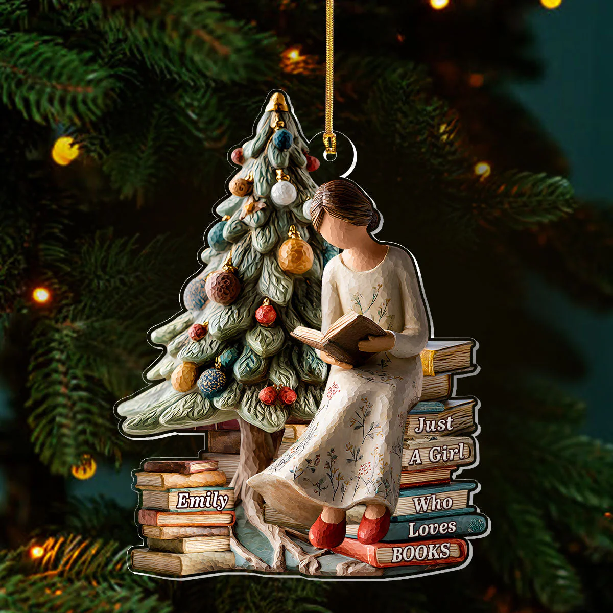 Just A Girl Who Loves Books (Ver 10) - Personalized 1-Layer Acrylic Ornament - Christmas Gift For Book Lovers, Her HH01 - Image 4