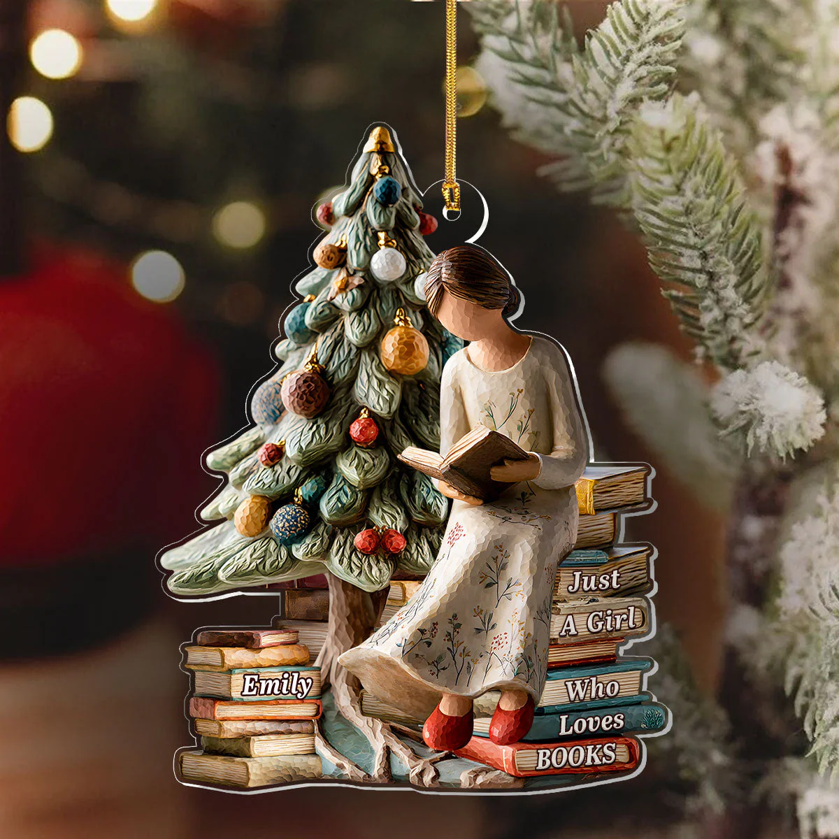 Just A Girl Who Loves Books (Ver 10) - Personalized 1-Layer Acrylic Ornament - Christmas Gift For Book Lovers, Her HH01 - Image 6