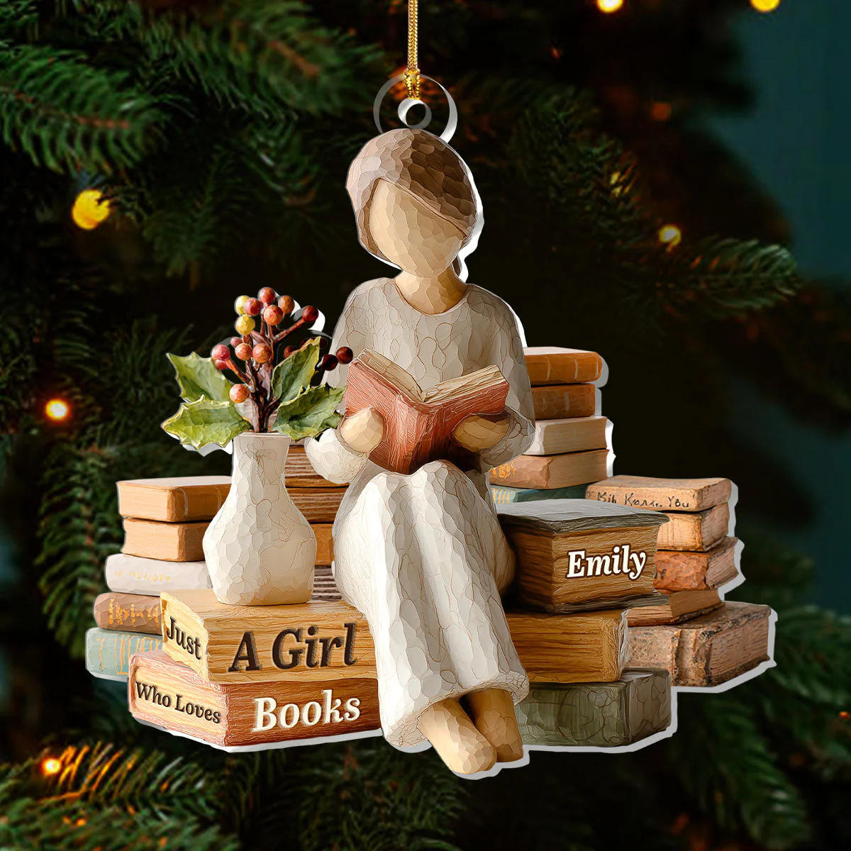 Just A Girl Who Loves Books (Ver 11) - Personalized 1-Layer Acrylic Ornament - Christmas Gift For Book Lovers, Her | HH01 - Image 3