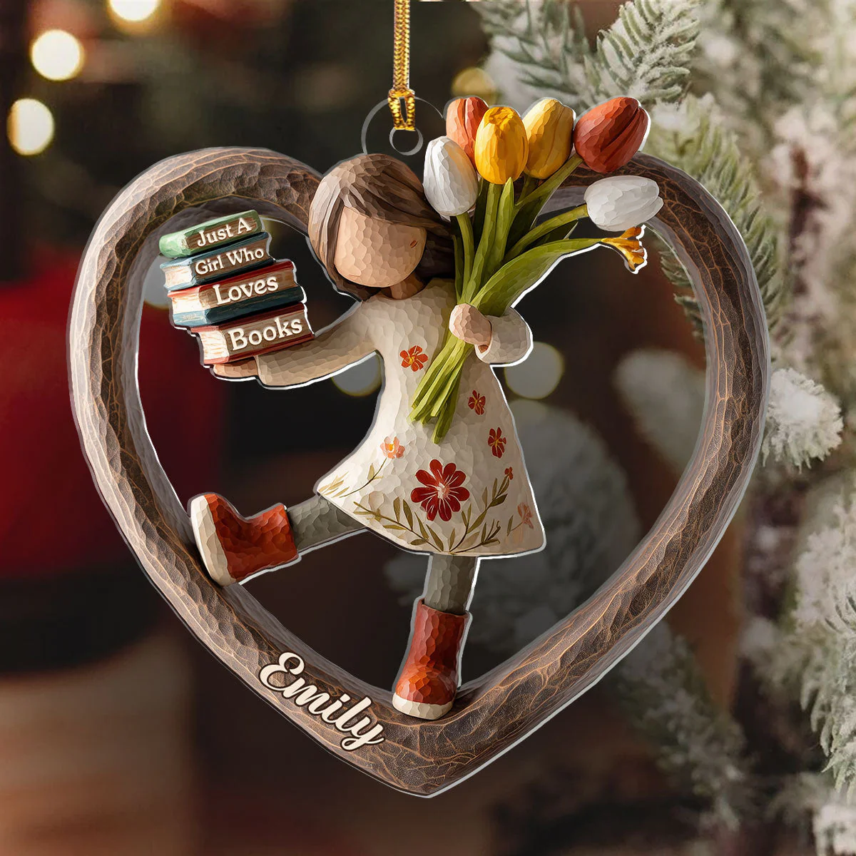 Just A Girl Who Loves Books (Ver 12) - Personalized 1-Layer Acrylic Ornament - Christmas Gift For Book Lovers, Her | HH01 - Image 5