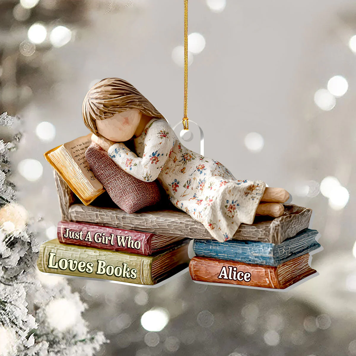 Just A Girl Who Loves Books (Ver 19) - Personalized 1-Layer Acrylic Ornament - Christmas Gift For Book Lovers, Her | HH01 - Image 5