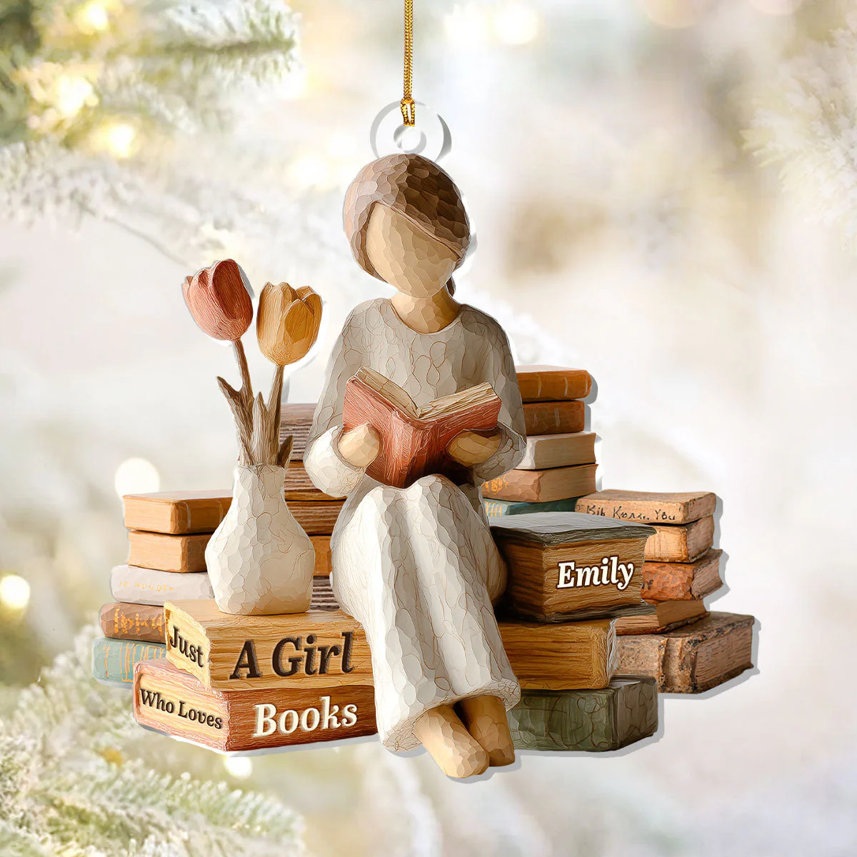 Just A Girl Who Loves Books (Ver 2) - Personalized 1-Layer Acrylic Ornament - Christmas Gift For Book Lovers, Her HH01