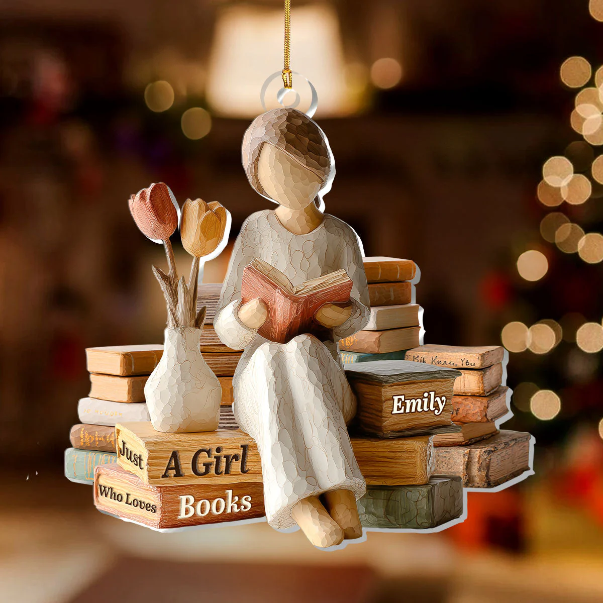 Just A Girl Who Loves Books (Ver 2) - Personalized 1-Layer Acrylic Ornament - Christmas Gift For Book Lovers, Her HH01 - Image 2