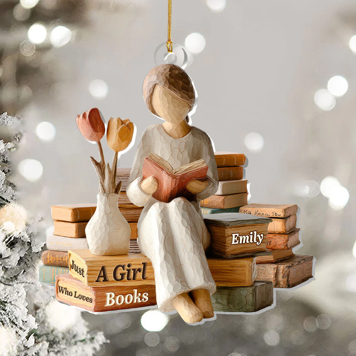 Just A Girl Who Loves Books (Ver 2) - Personalized 1-Layer Acrylic Ornament - Christmas Gift For Book Lovers, Her HH01 - Image 5