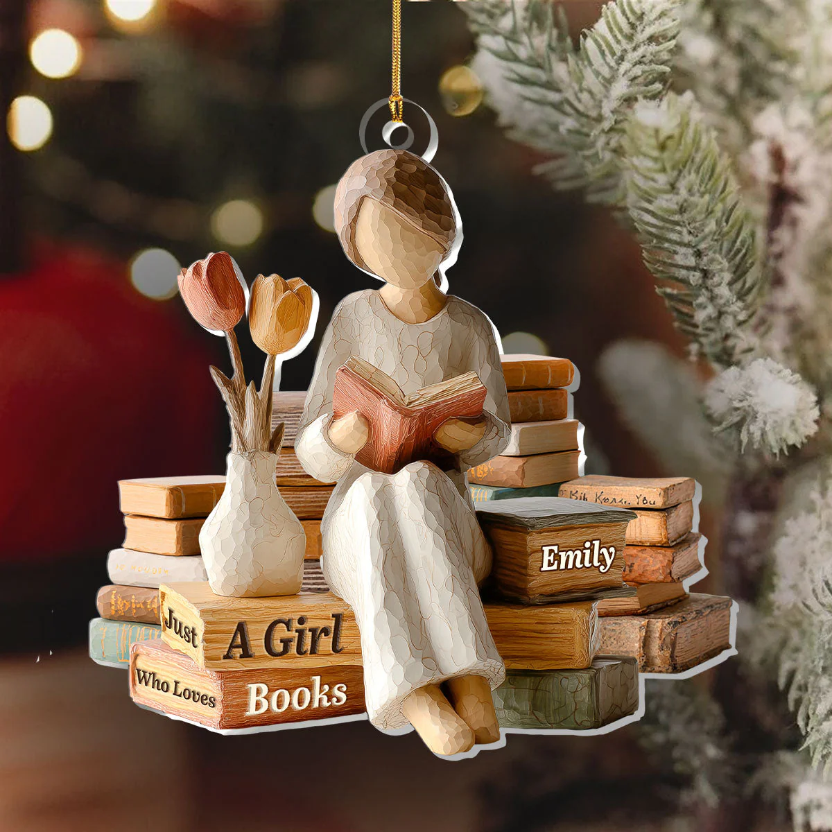 Just A Girl Who Loves Books (Ver 2) - Personalized 1-Layer Acrylic Ornament - Christmas Gift For Book Lovers, Her HH01 - Image 6