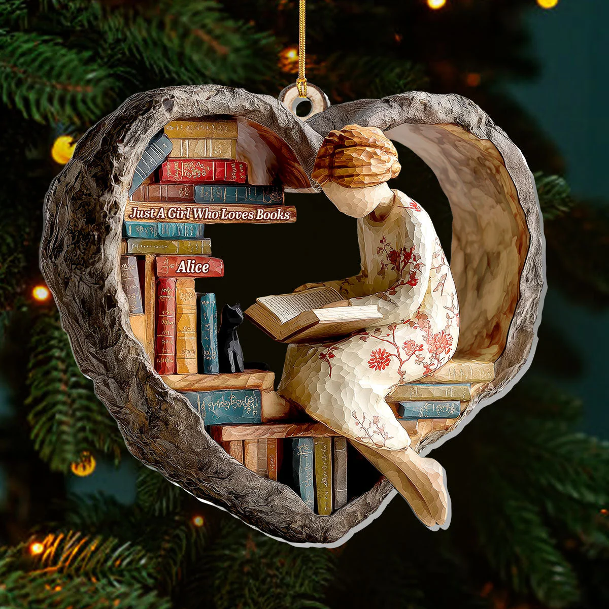 Just A Girl Who Loves Books (Ver 20) - Personalized 1-Layer Acrylic Ornament - Christmas Gift For Book Lovers, Her | HH01 - Image 3