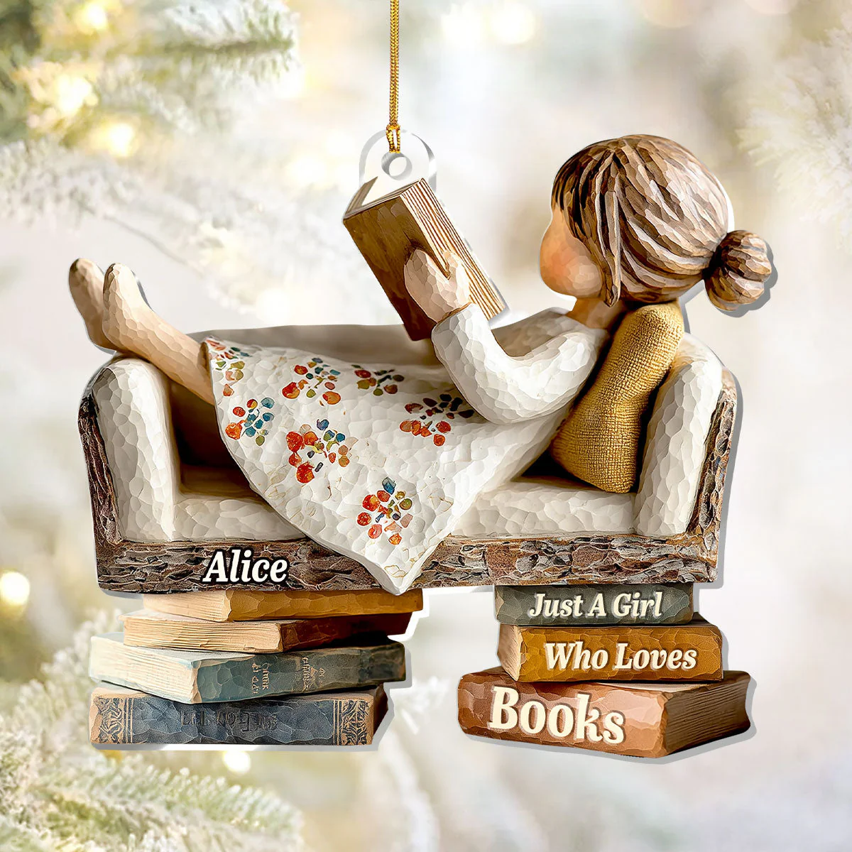 Just A Girl Who Loves Books (Ver 3) - Personalized 1-Layer Acrylic Ornament - Christmas Gift For Book Lovers, Her HH01
