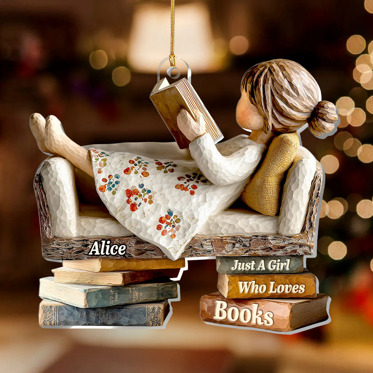 Just A Girl Who Loves Books (Ver 3) - Personalized 1-Layer Acrylic Ornament - Christmas Gift For Book Lovers, Her HH01 - Image 2