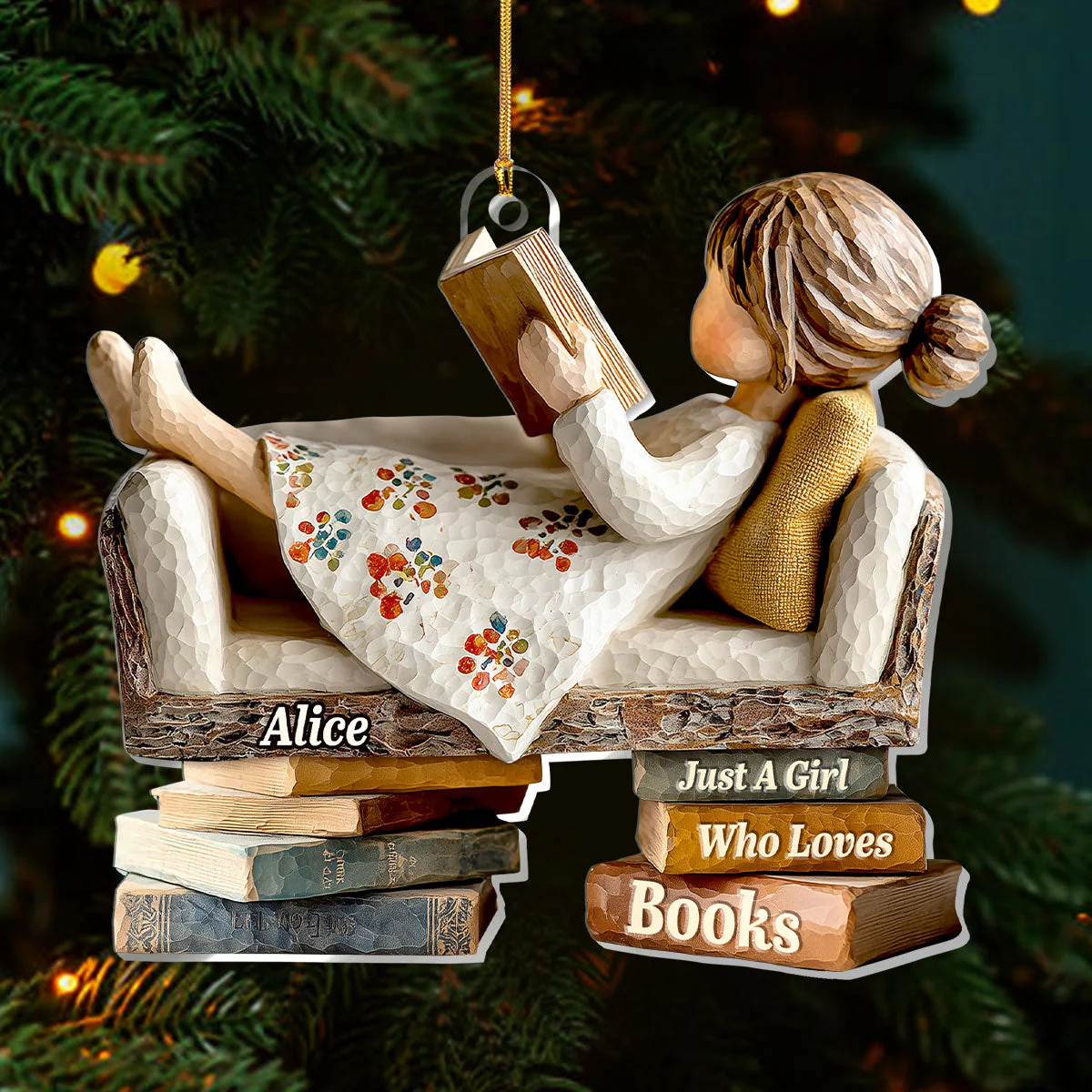 Just A Girl Who Loves Books (Ver 3) - Personalized 1-Layer Acrylic Ornament - Christmas Gift For Book Lovers, Her HH01 - Image 3