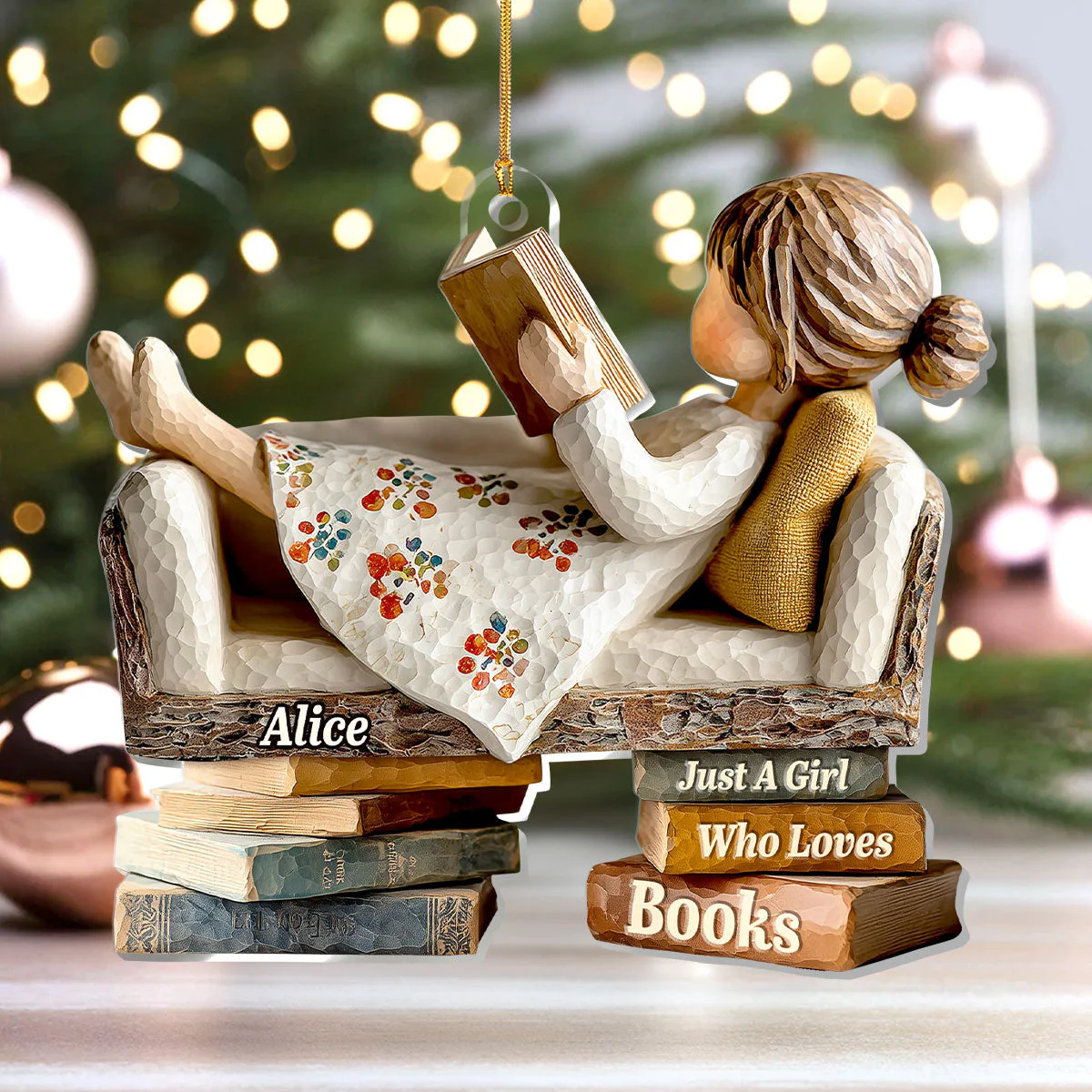 Just A Girl Who Loves Books (Ver 3) - Personalized 1-Layer Acrylic Ornament - Christmas Gift For Book Lovers, Her HH01 - Image 4