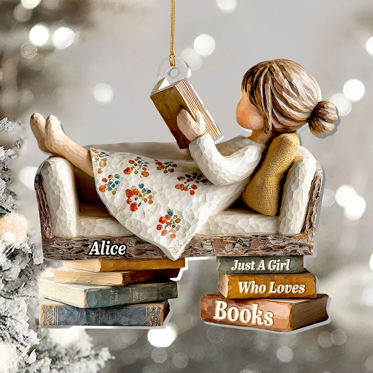 Just A Girl Who Loves Books (Ver 3) - Personalized 1-Layer Acrylic Ornament - Christmas Gift For Book Lovers, Her HH01 - Image 6