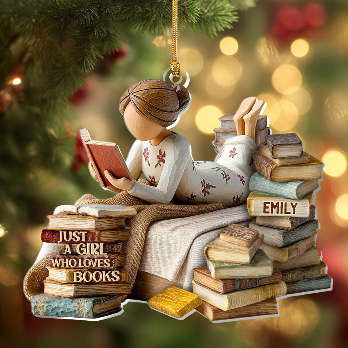 Just A Girl Who Loves Books (Ver 5) - Personalized 1-Layer Acrylic Ornament - Christmas Gift For Book Lovers, Her HH01 - Image 3